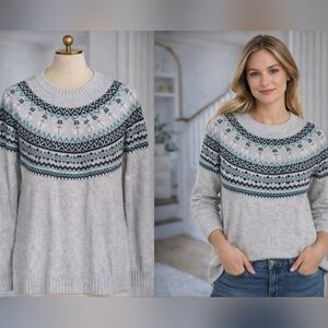 Christopher & Banks Fair Isle Knit Sweater Women’s XL Snowman Winter Holiday